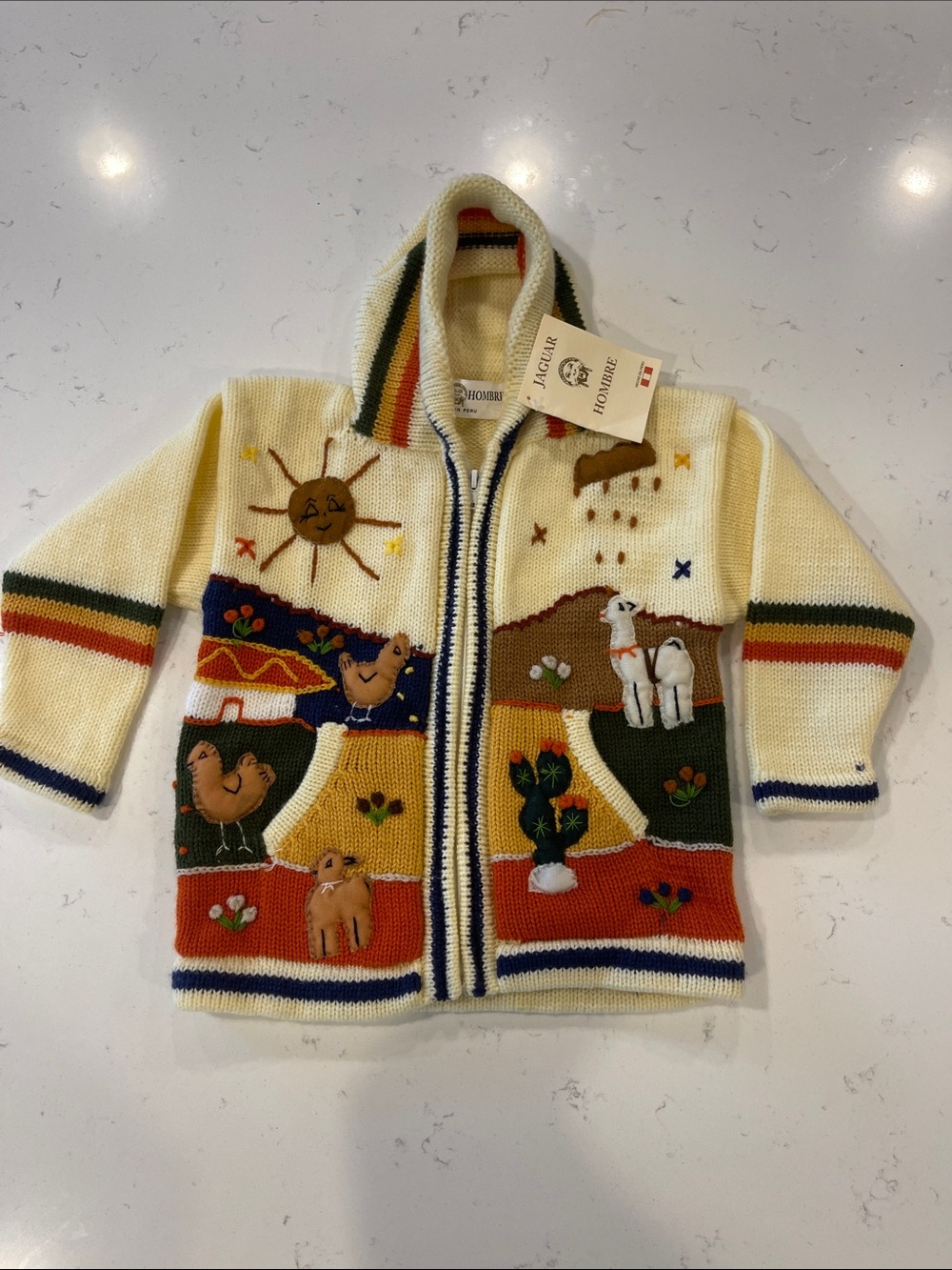 Peruvian Hand-Knit Alpaca/Wool Children’s Hooded Cardigan